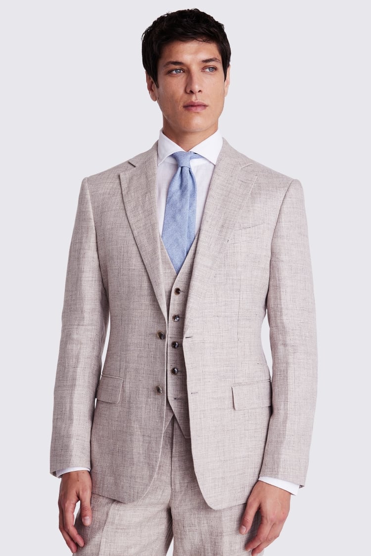 Regular Fit Oatmeal Linen Suit Jacket