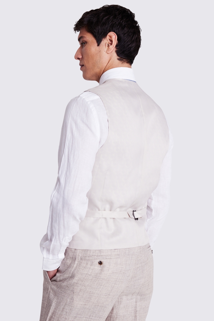 Regular Fit Oatmeal Linen Waistcoat