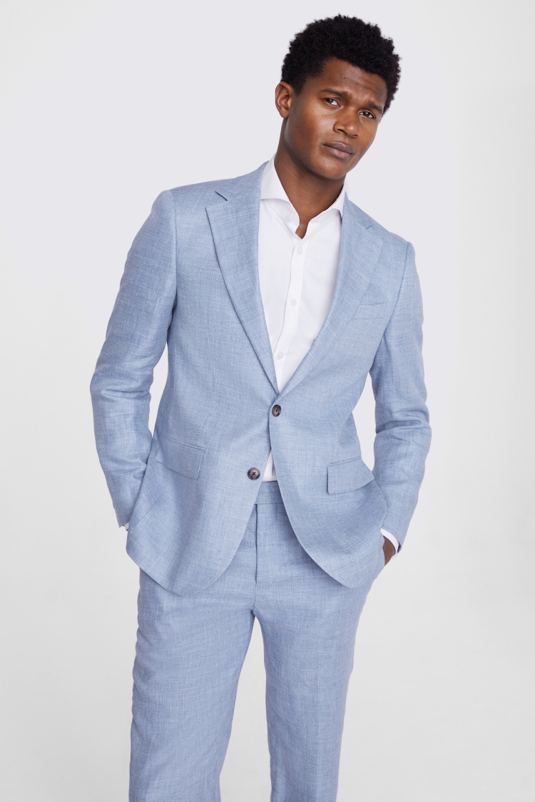 Regular Fit Dusty Blue Linen Suit