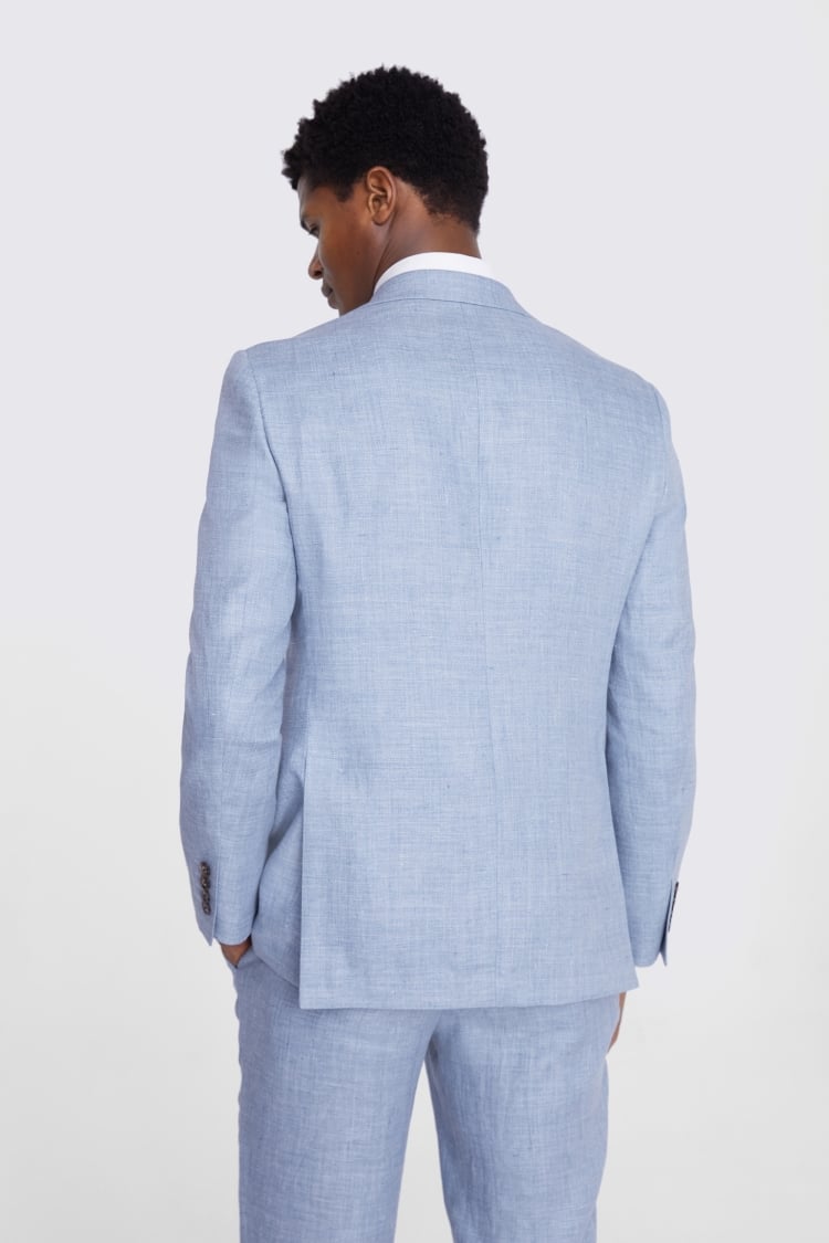 Regular Fit Dusty Blue Linen Jacket 