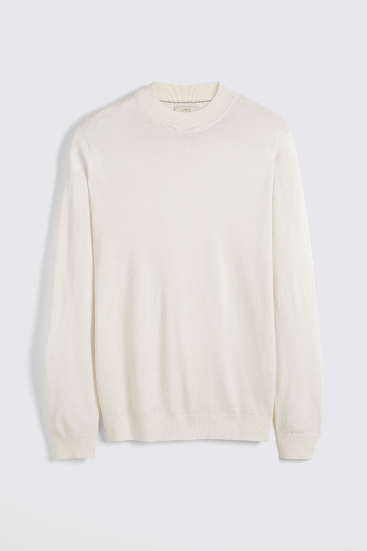 White Merino Mock-Neck Jumper