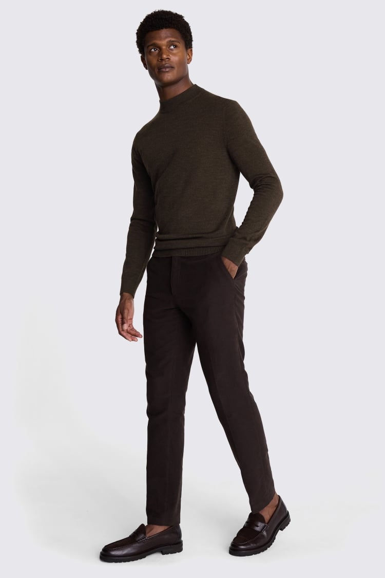 Brown Merino Mock-Neck Jumper