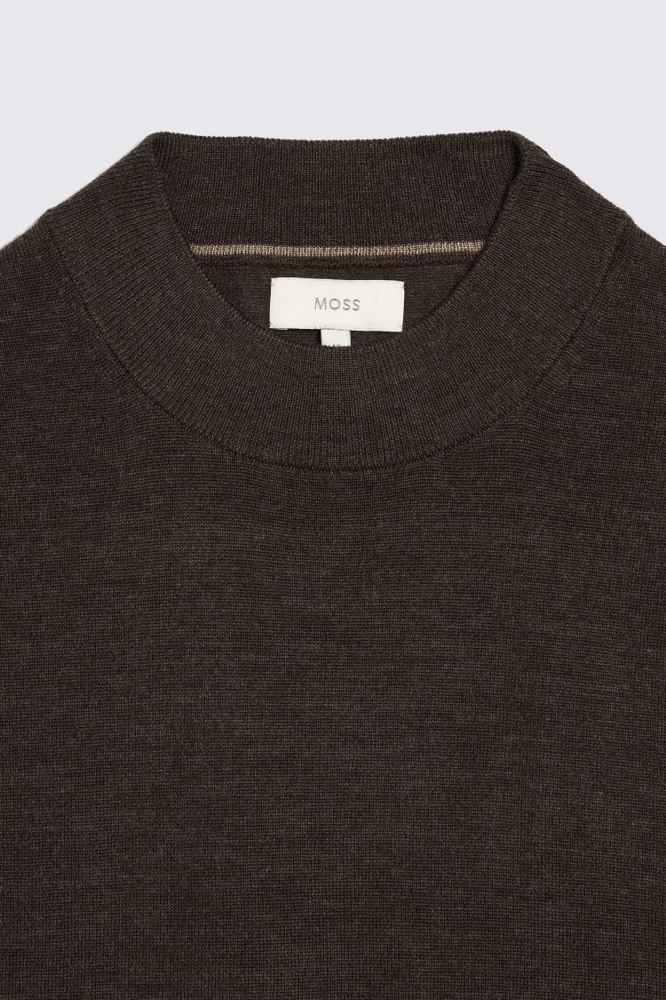 Brown Merino Mock-Neck Jumper