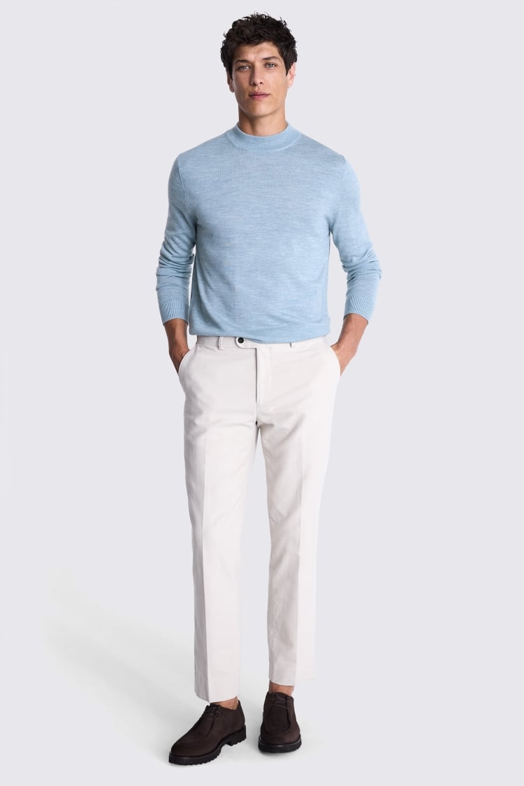 Light Teal Merino Mock-Neck Jumper