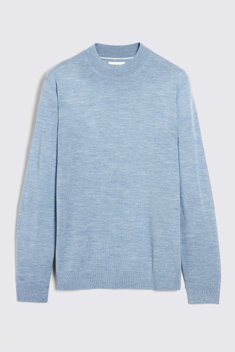 Light Teal Merino Mock-Neck Jumper