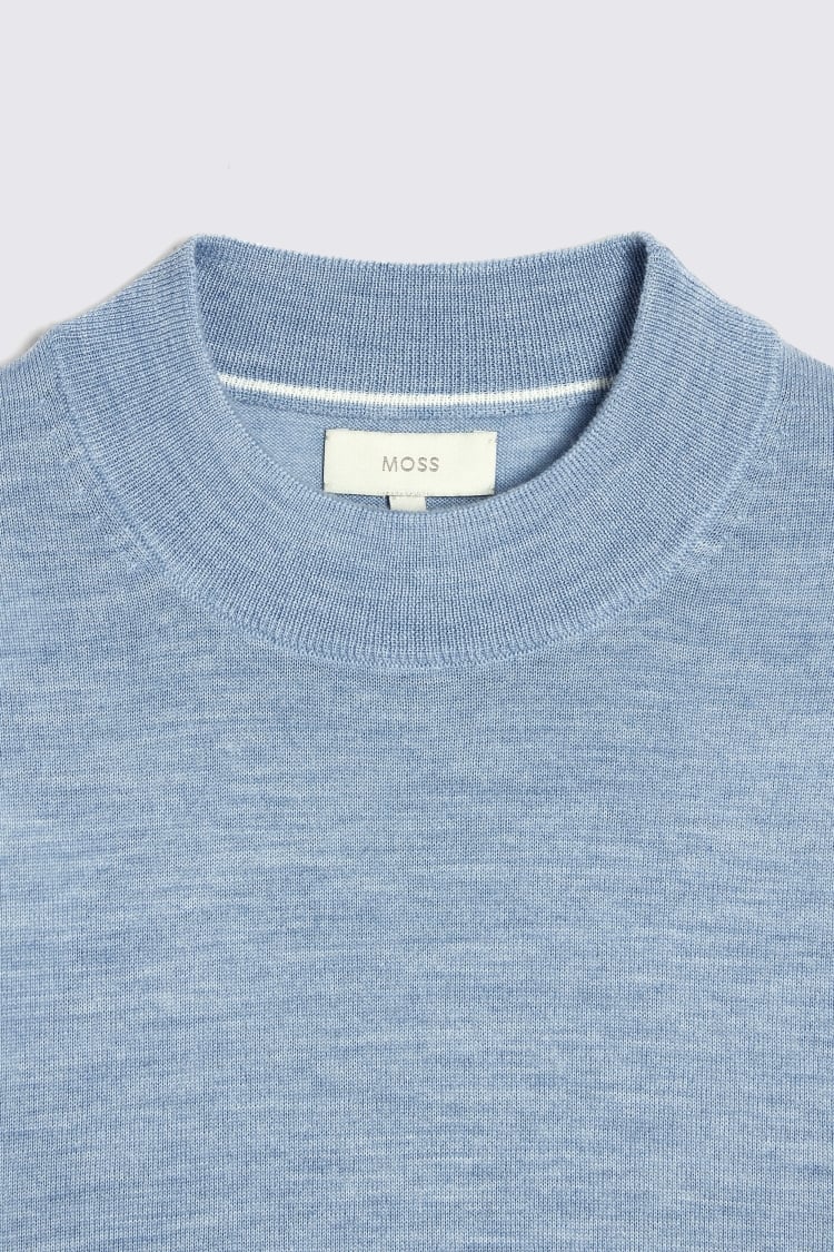 Light Teal Merino Mock-Neck Jumper