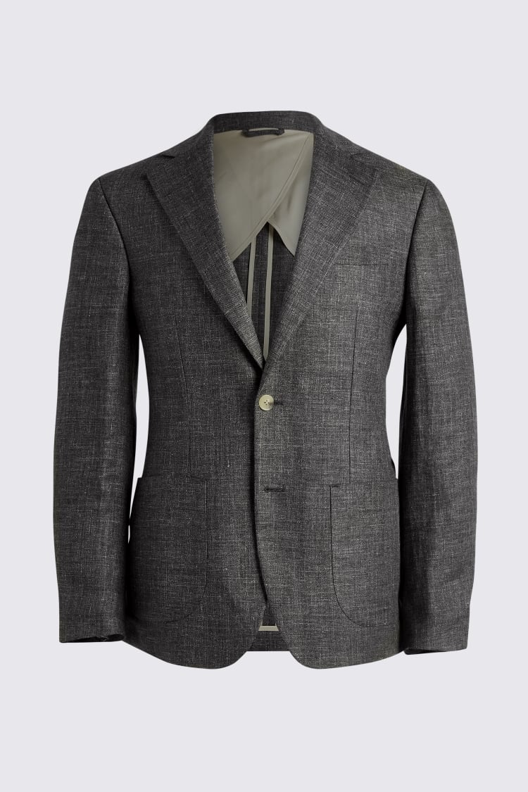 Tailored Fit Khaki Linen Jacket