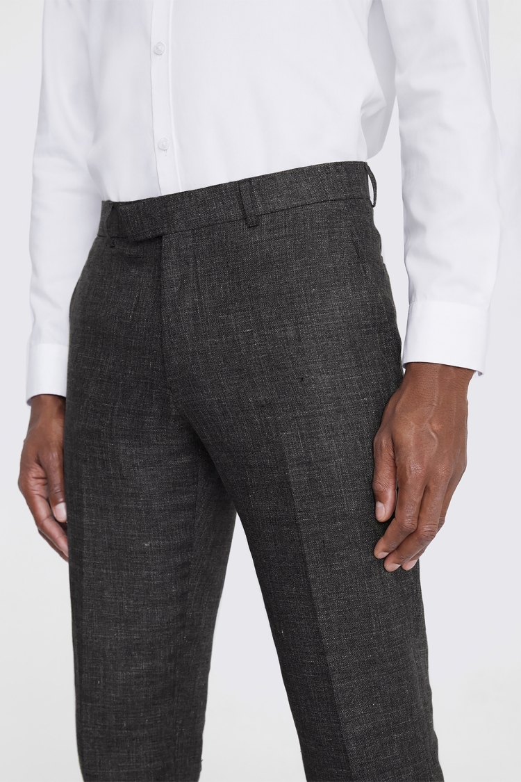 Tailored Fit Khaki Linen Pants