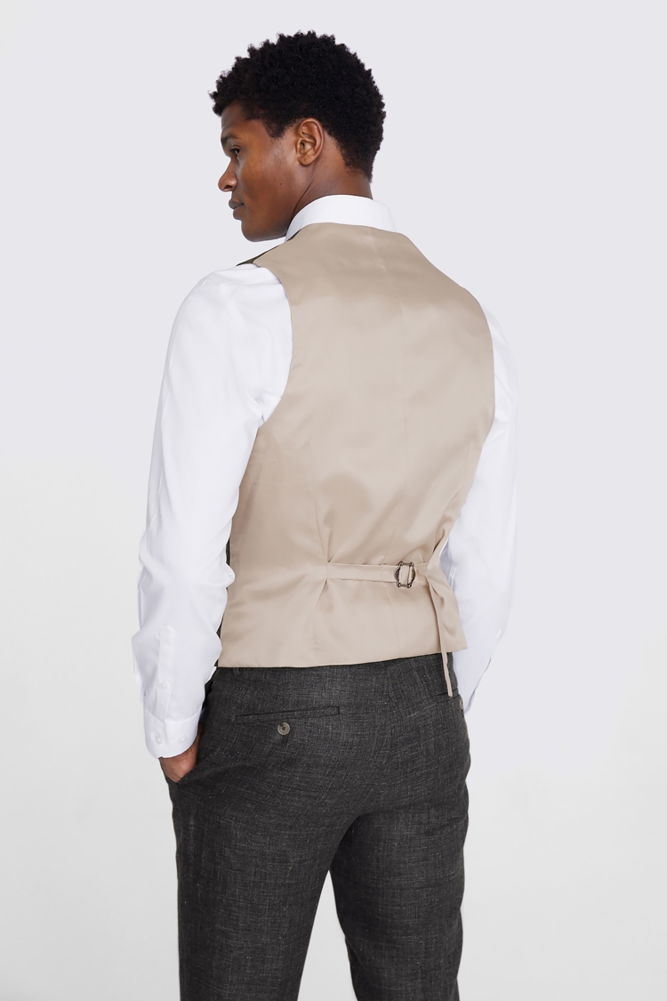 Tailored Fit Khaki Linen Vest