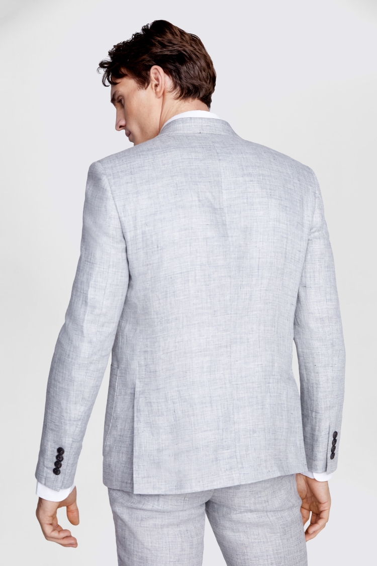 Slim Fit Grey Linen Double Breasted Suit