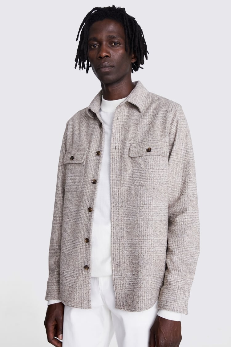 Taupe Check Overshirt