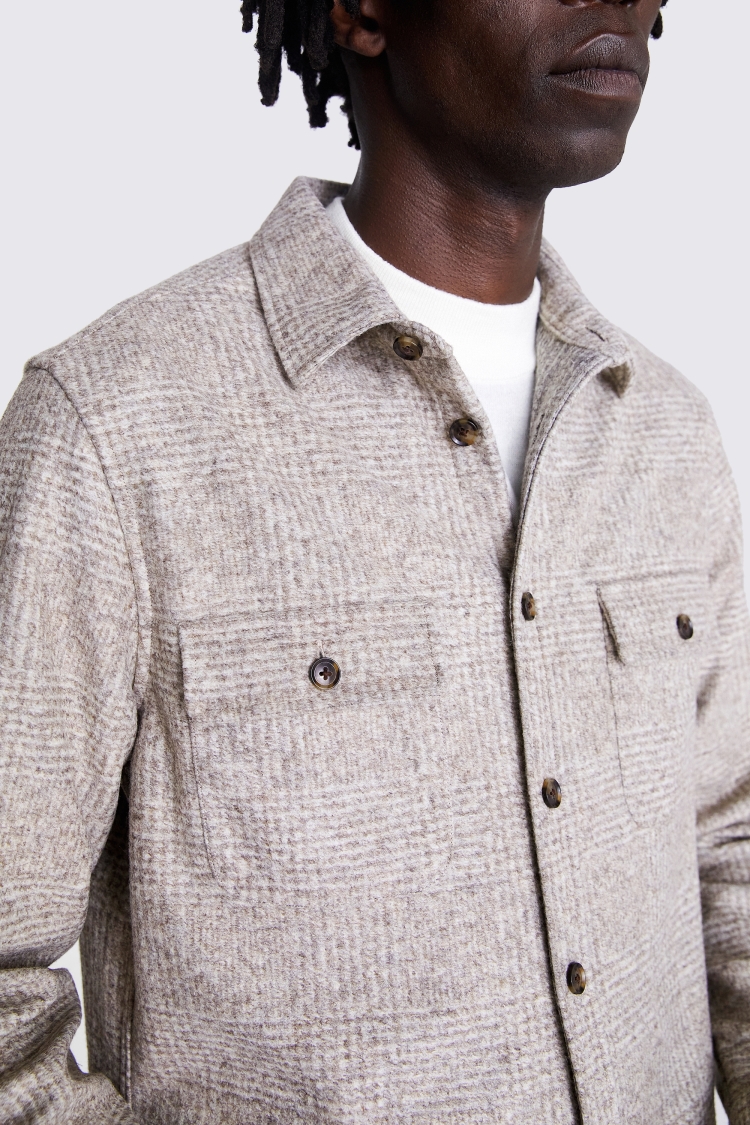 Taupe Check Overshirt