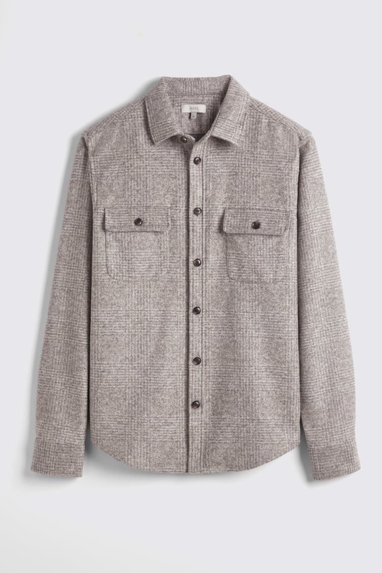 Taupe Check Overshirt