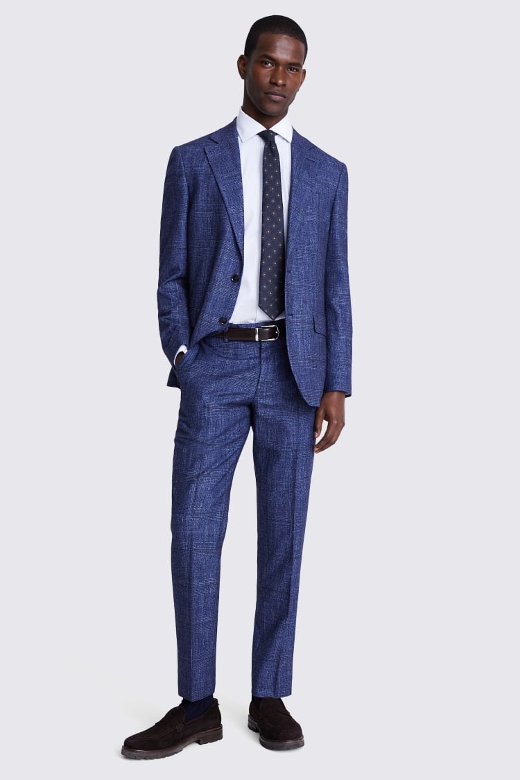 Italian Tailored Fit Blue Check Jacket | Buy Online at Moss