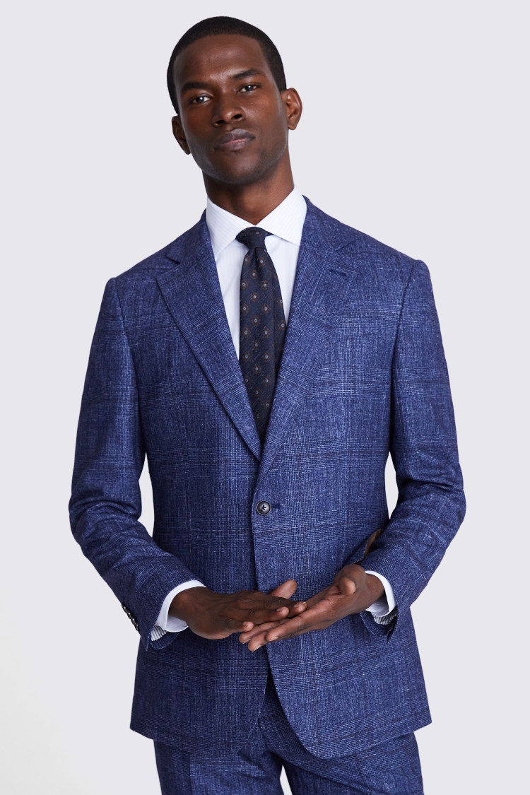 Italian Tailored Fit Blue Check Jacket