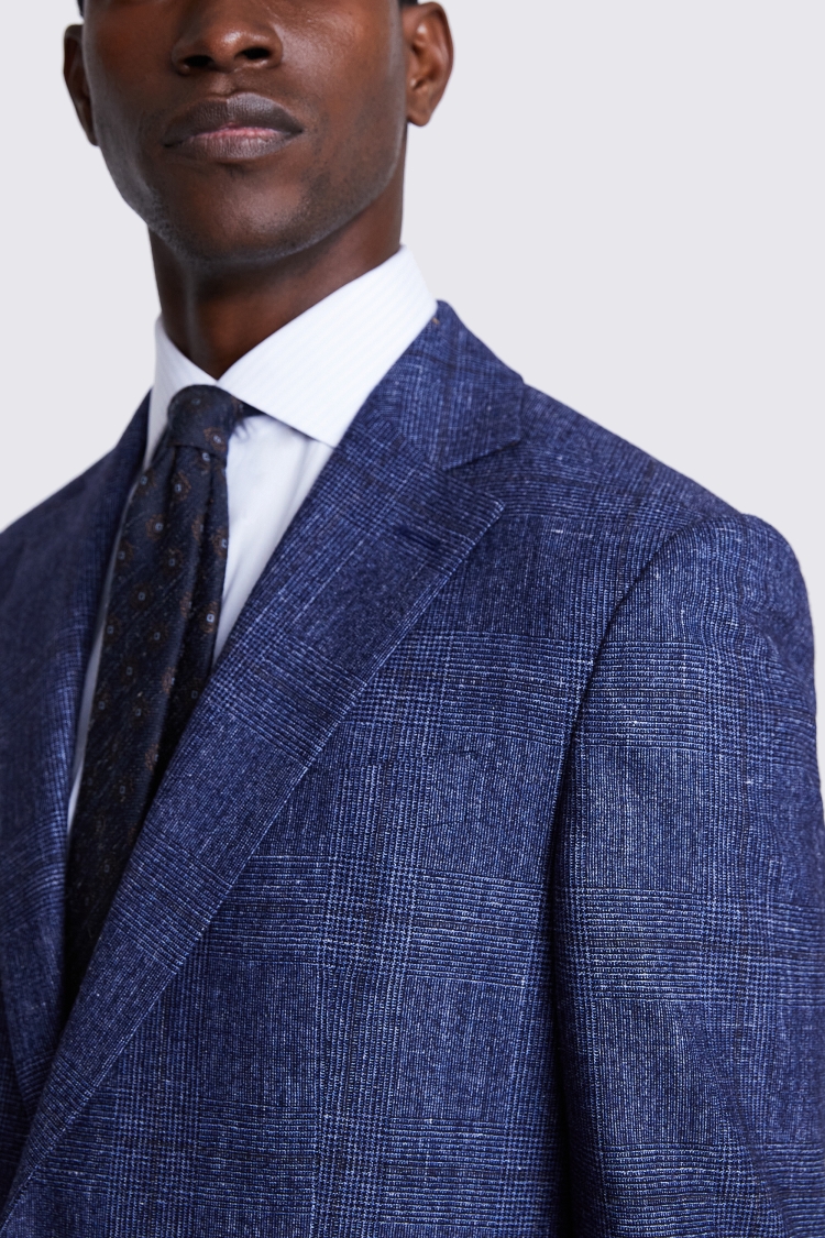 Italian Tailored Fit Blue Check Jacket