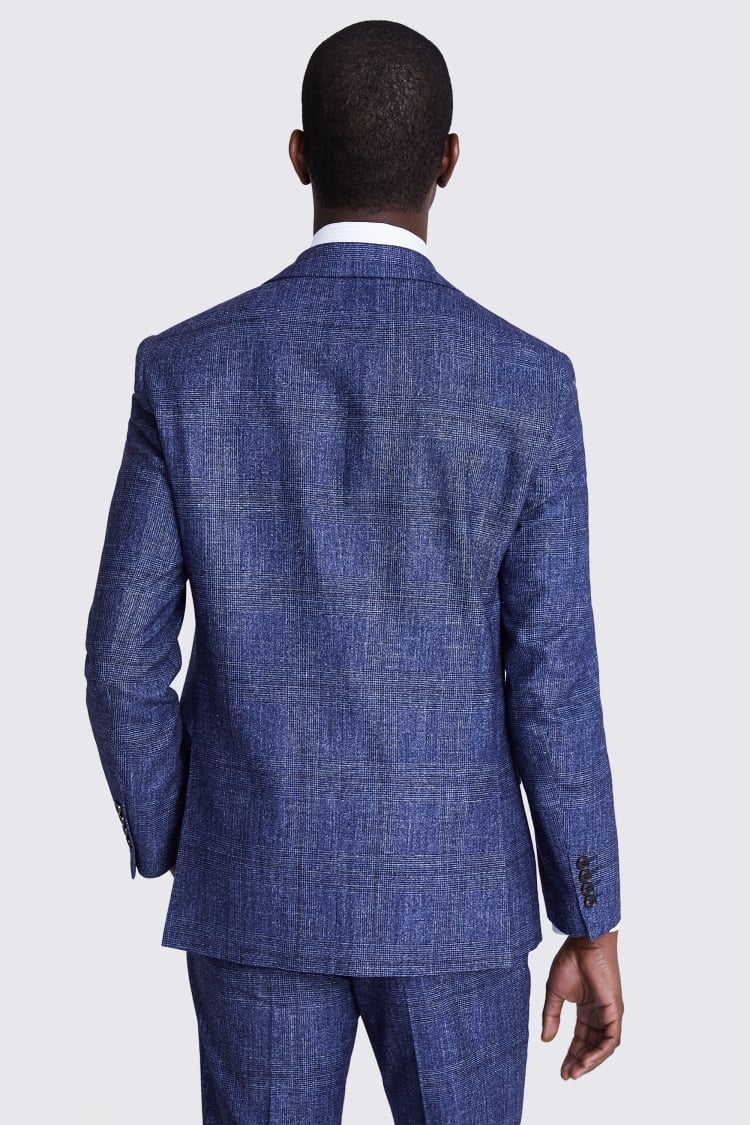 Italian Tailored Fit Blue Check Jacket