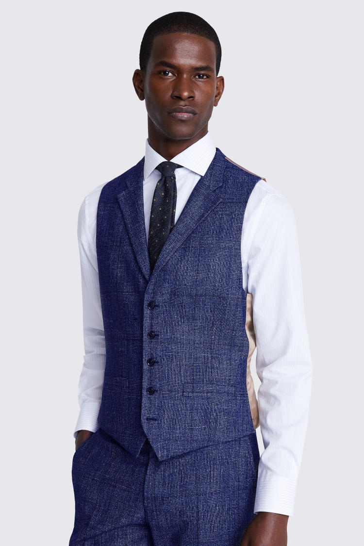 Italian Tailored Fit Blue Check Suit