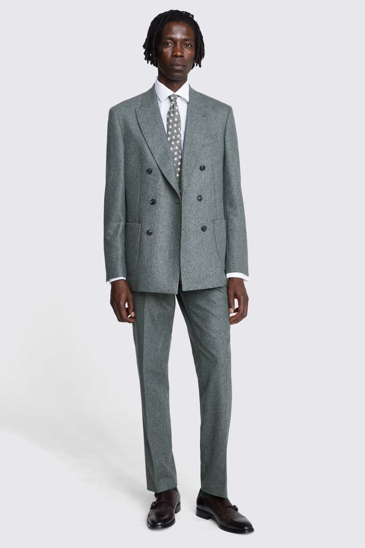 Italian Tailored Fit Sage Flannel Suit