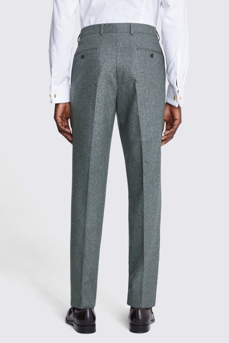 Italian Tailored Fit Sage Flannel Trousers 