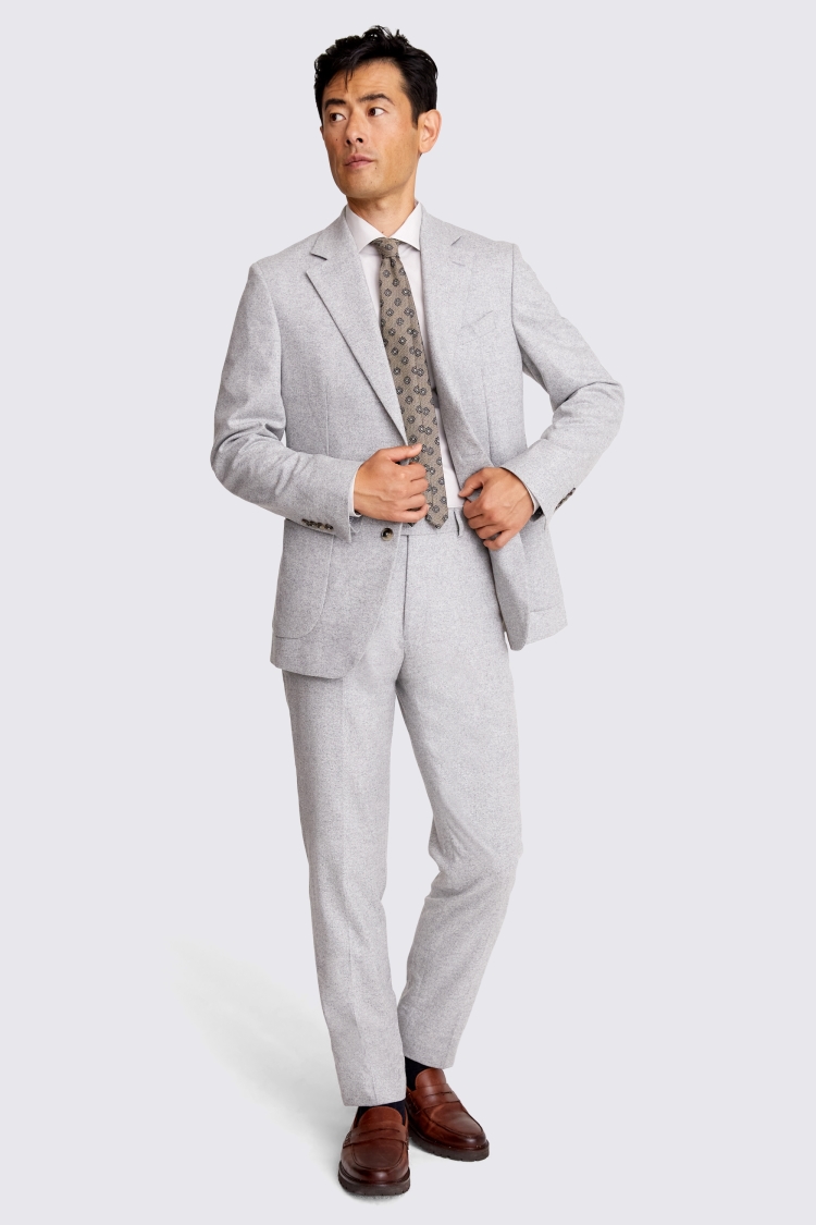 Italian Tailored Light Grey Melange Flannel Suit