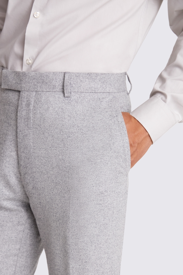 Italian Tailored Fit Light Grey Melange Flannel Pants 
