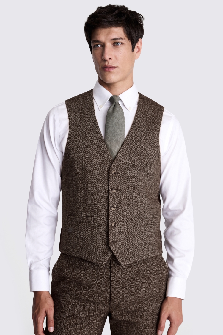 Slim Fit Brown Tweed Suit