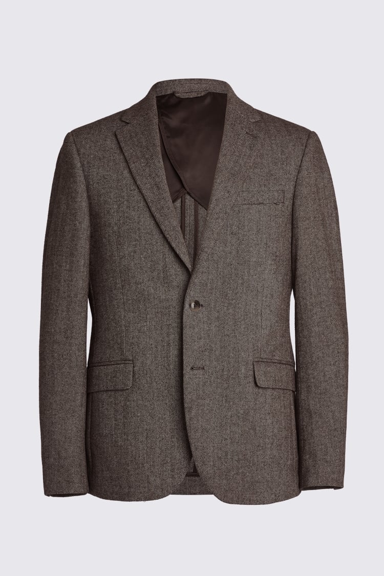 Slim Fit Brown Tweed Jacket | Buy Online at Moss