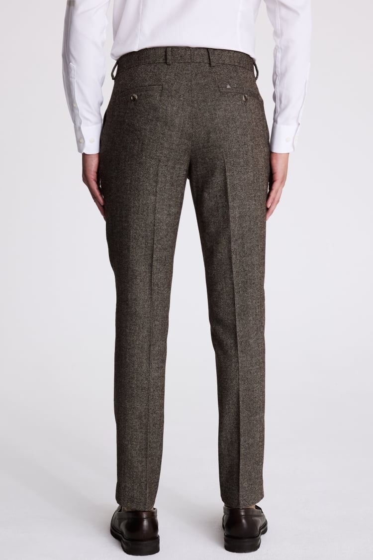 Slim Fit Brown Tweed Trousers