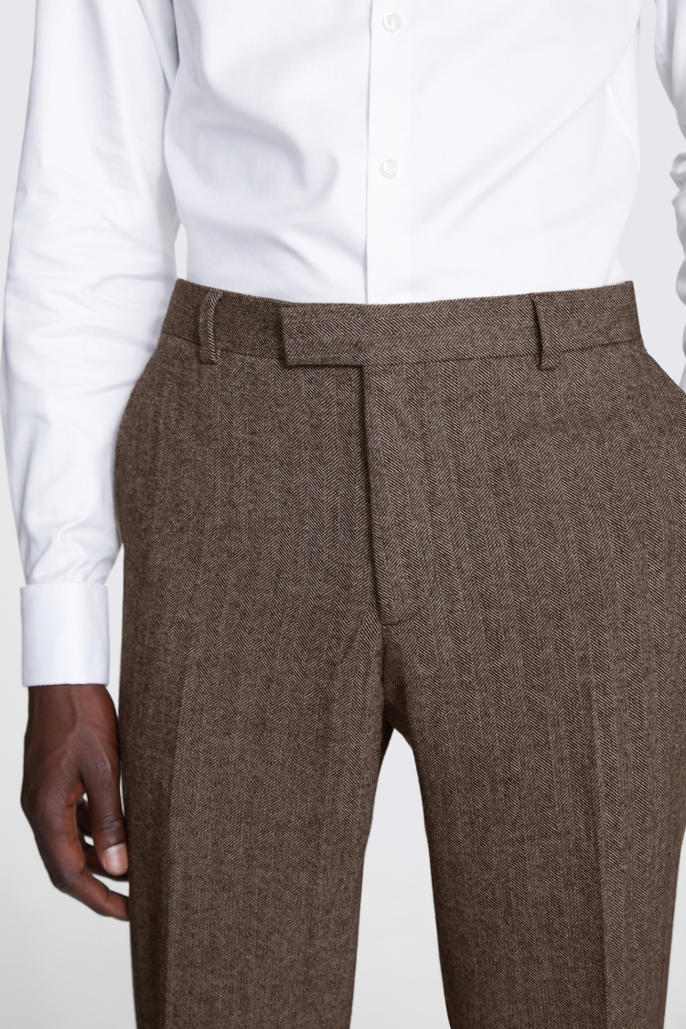 Slim Fit Brown Tweed Pants 