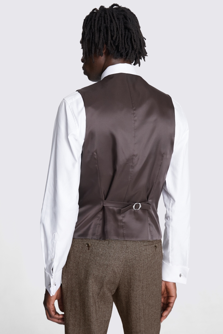 Slim Fit Brown Tweed Vest 