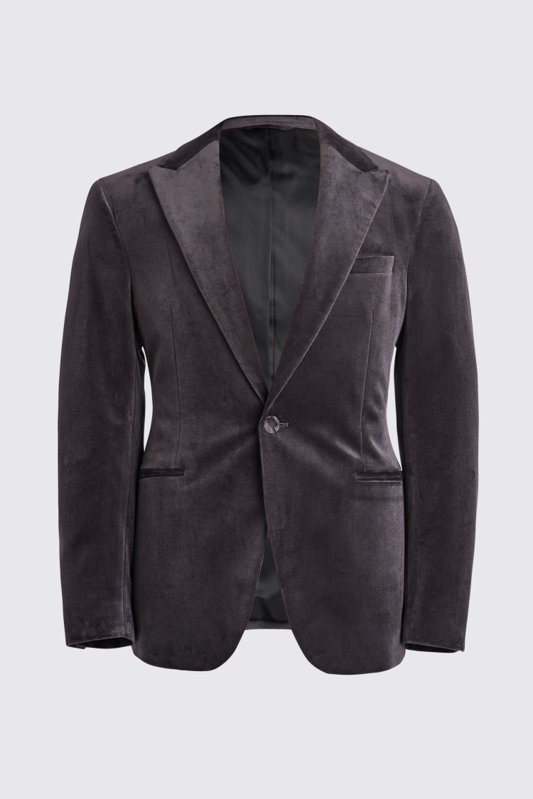 Slim Fit Charcoal Velvet Jacket 