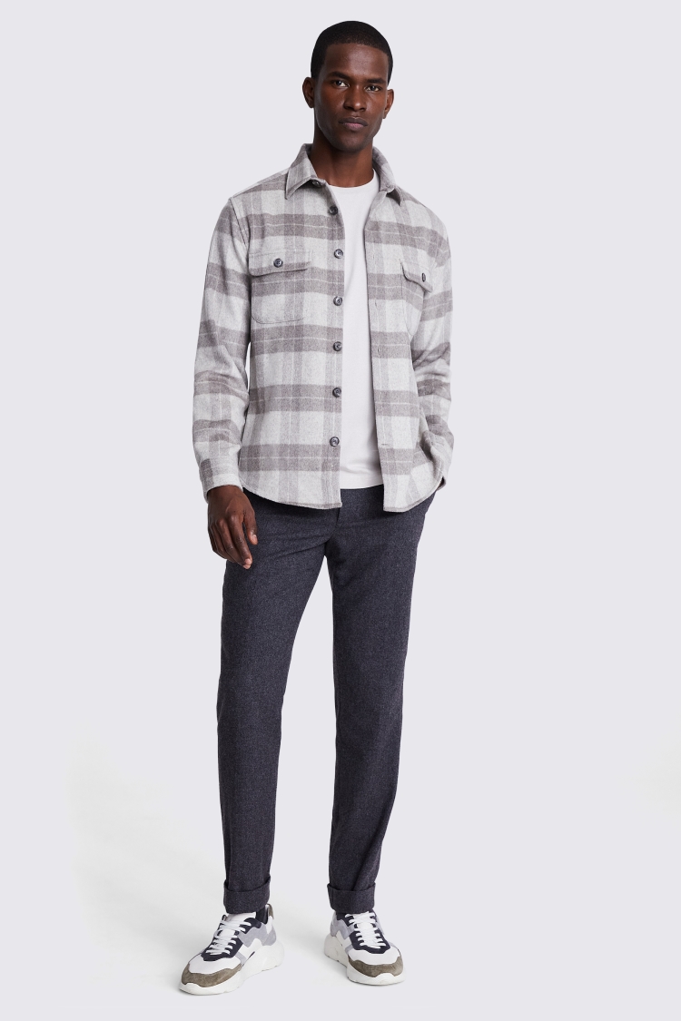 Taupe Check Overshirt | Buy Online at Moss