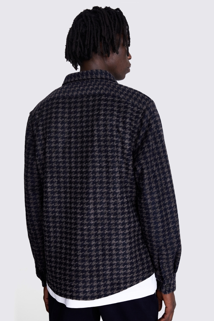 Navy and Taupe Houndstooth Overshirt