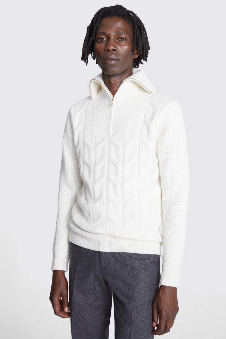 Ecru Chunky Quarter Zip Jumper