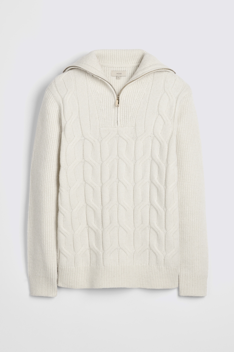 Ecru Chunky Quarter Zip Jumper