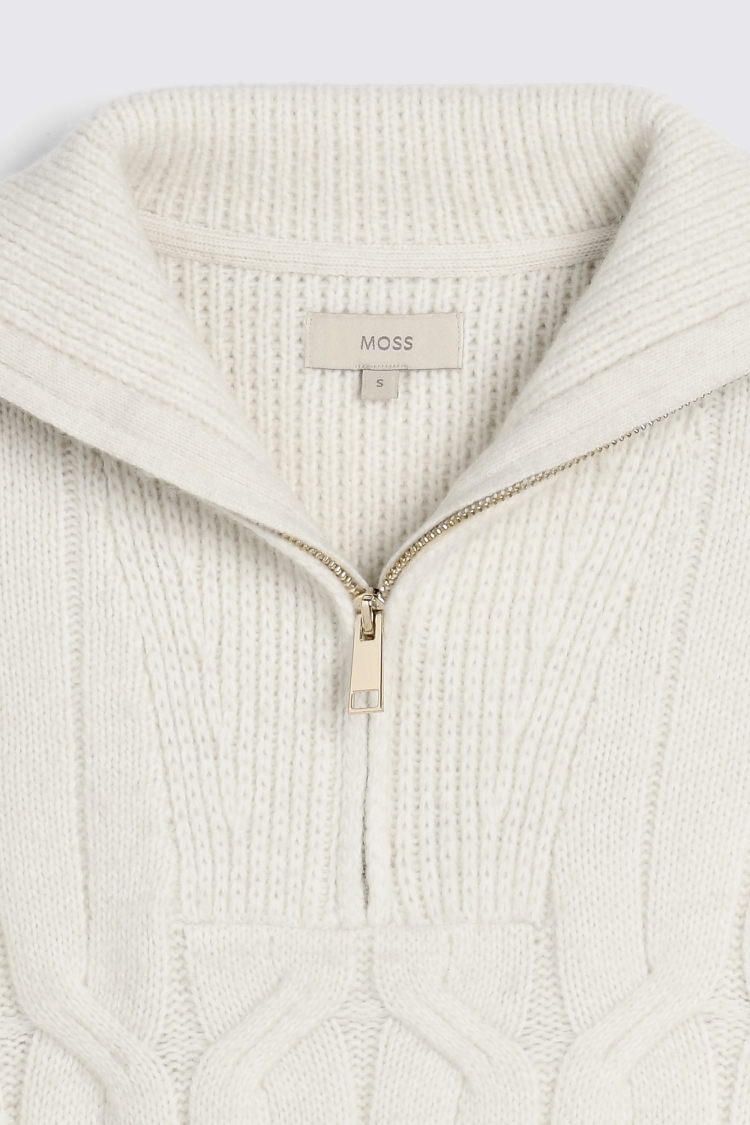 Ecru Chunky Quarter Zip Jumper