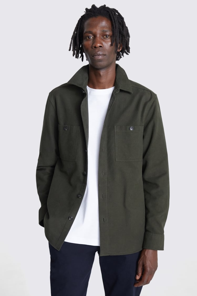 Dark Green Moleskin Overshirt | Buy Online at Moss