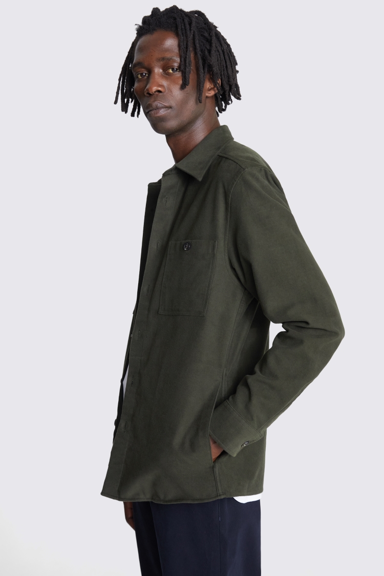 Dark Green Moleskin Overshirt 