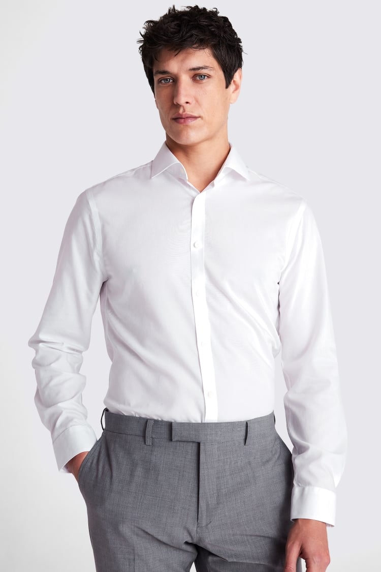 Slim Fit White Poplin Non-Iron Shirt | Buy Online at Moss