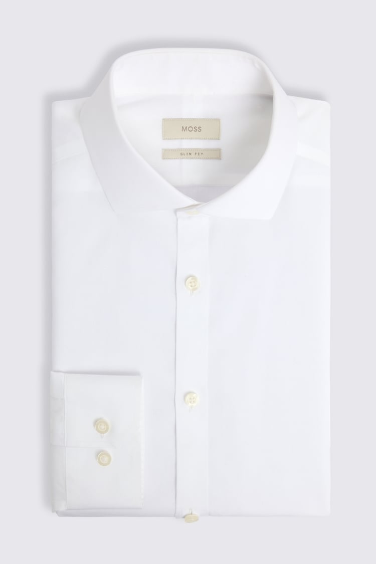 Slim Fit White Poplin Non-Iron Shirt