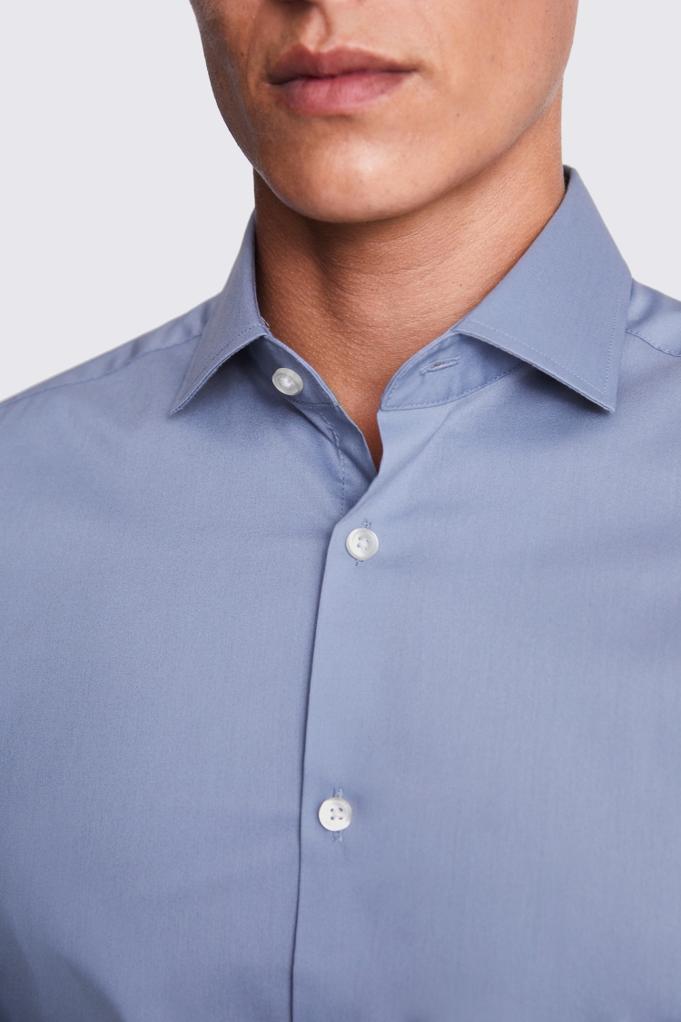 Slim Fit Mid-Blue Stretch Shirt 