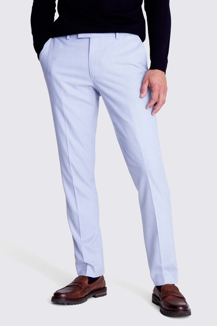 Slim Fit Light Blue Flannel Trousers 