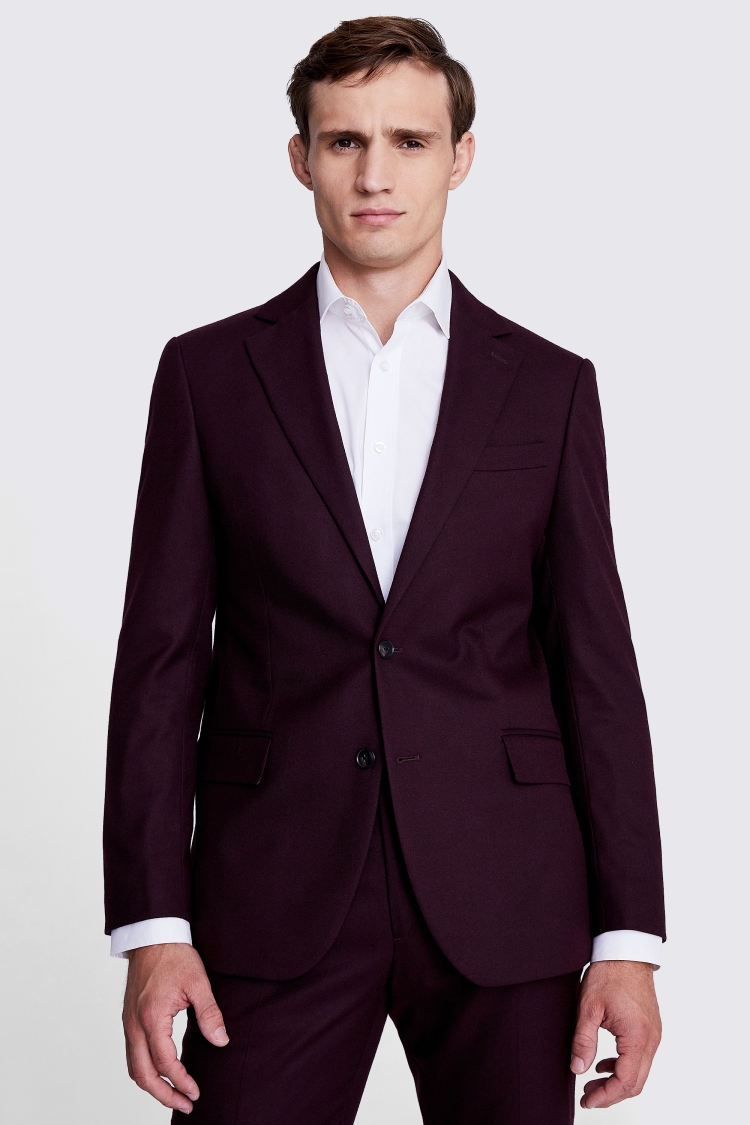 Tailored Fit Claret Flannel Suit