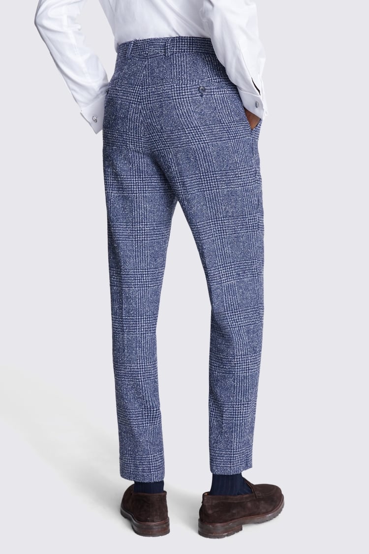 Tailored Fit Blue Check Trousers