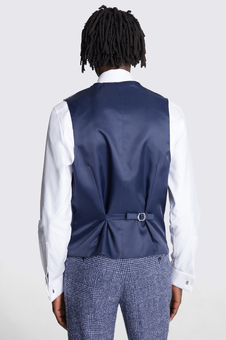 Tailored Fit Blue Check Tweed Vest