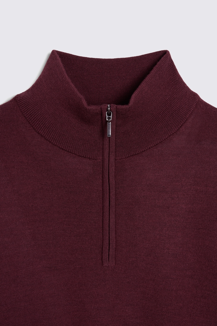 Cerise Merino Zip-Neck Jumper