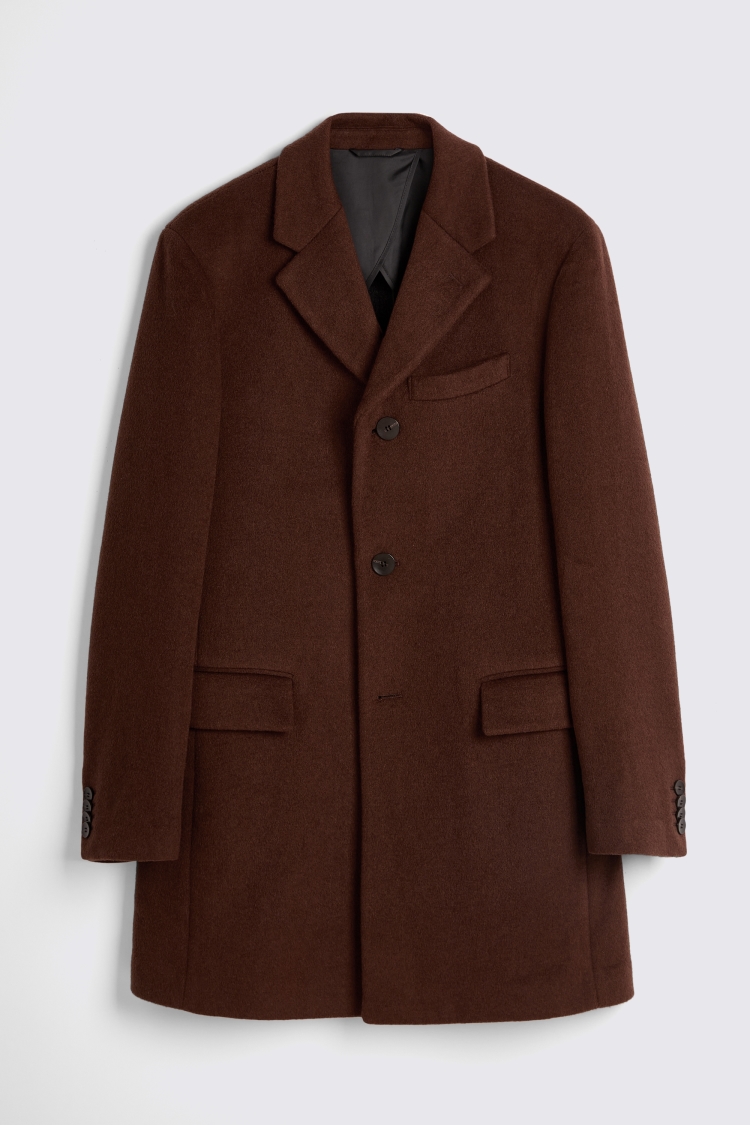 Chestnut Wool Cashmere Blend Overcoat