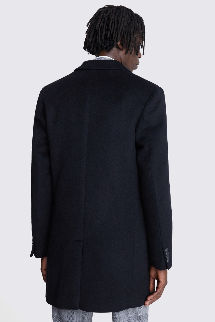 Black Wool Cashmere Blend Overcoat