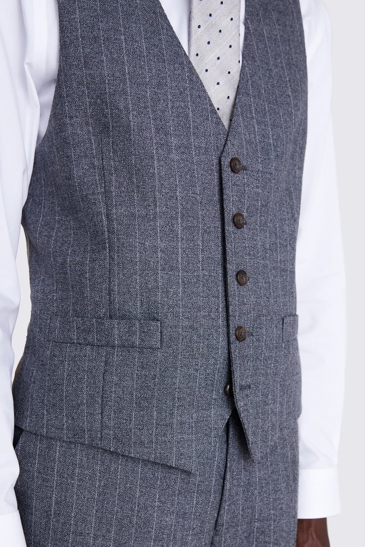 Regular Fit Grey Stripe Vest